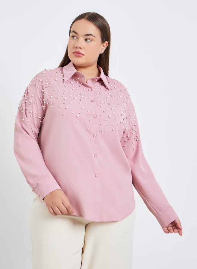 ستايلي بلوزة بأكمام طويلة مرصعة بحجر الراين - Image 3